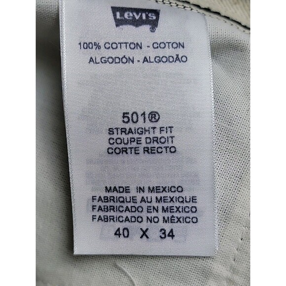 Levis Mens 501 Jeans 40x34 Straight Gray Shrink Fit Button Fly High Rise Cotton - Picture 13 of 16